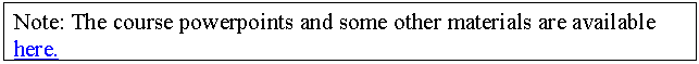 Text Box: Note: The course powerpoints and some other materials are available here.